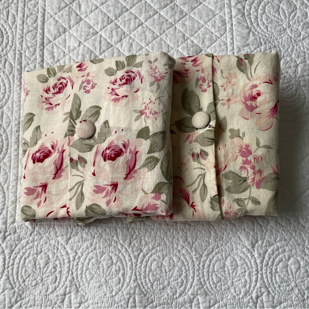Simply Shabby Chic Rosalie Linen Blend Floral Roses Pillow Cover Pair Cream Pink - Picture 15 of 16